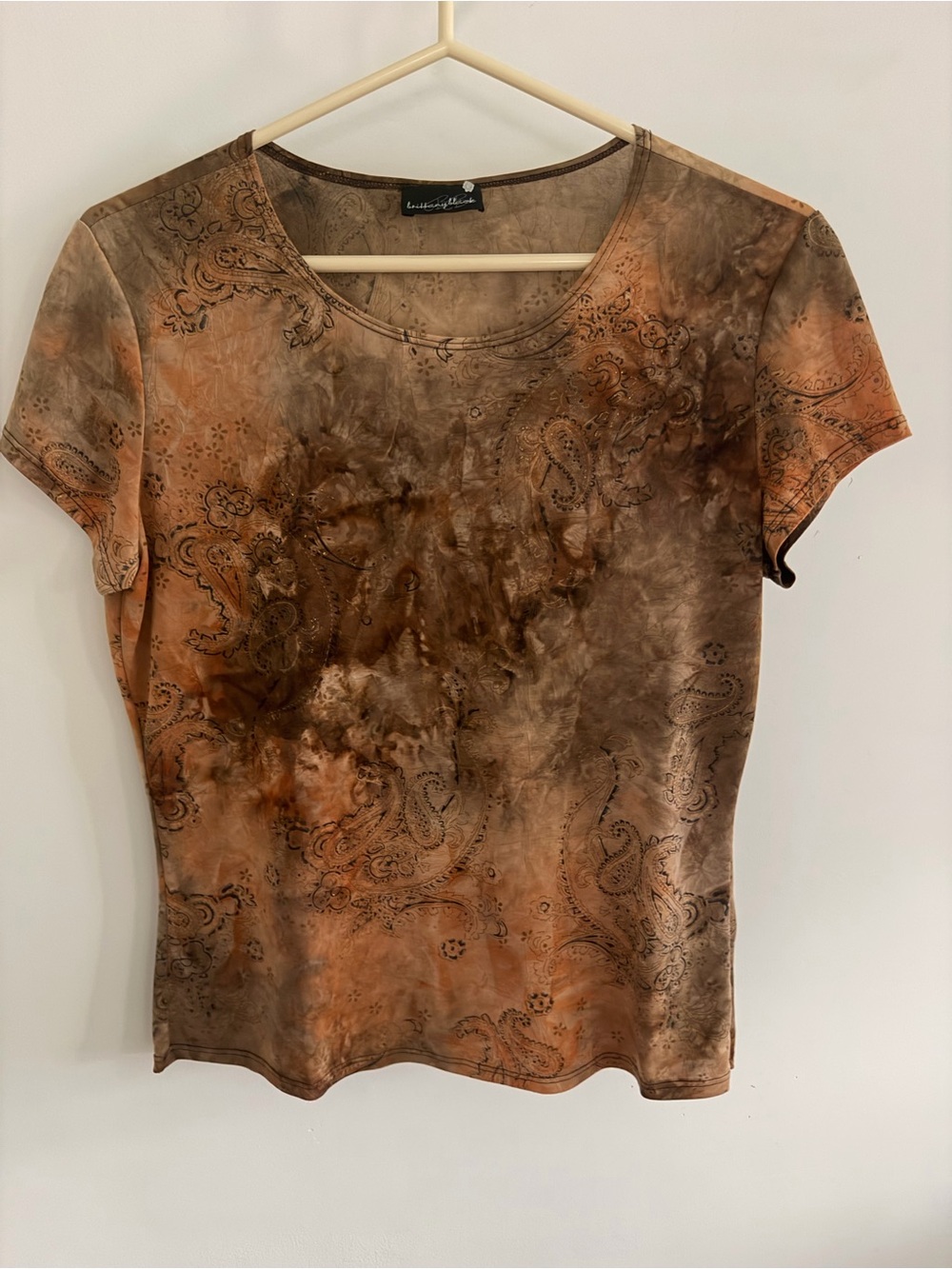 Brown Paisley Short Sleeve Top